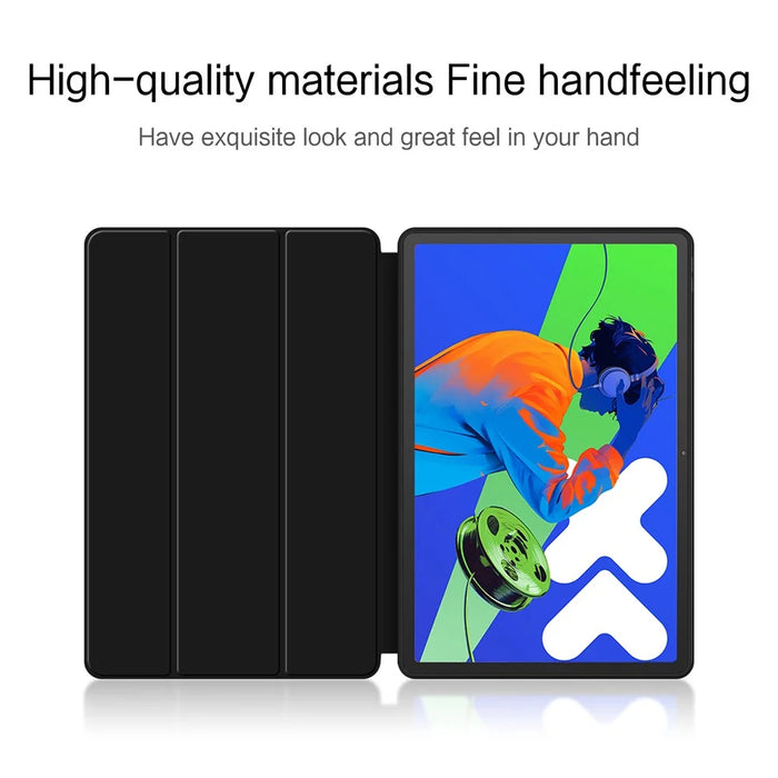 For Lenovo Xiaoxin Pad Pro 12.7 inch Case PU Leather TPU Back Trifold Stand Tablet Cover - Black - 2