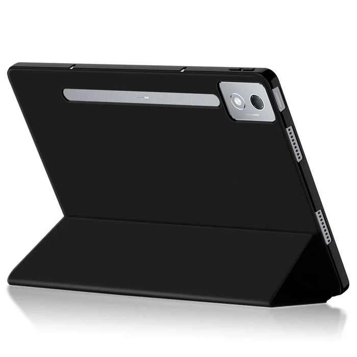 For Lenovo Xiaoxin Pad Pro 12.7 inch Case PU Leather TPU Back Trifold Stand Tablet Cover - Black - 4