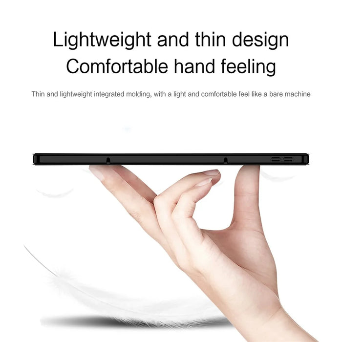For Lenovo Xiaoxin Pad Pro 12.7 inch Case PU Leather TPU Back Trifold Stand Tablet Cover - Black - 6
