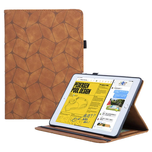 For iPad 10.2 (2021) / (2020) / (2019) / iPad Air 10.5 inch (2019) Case PU Leather Pattern Tablet Cover with Card Slots - Brown - 1