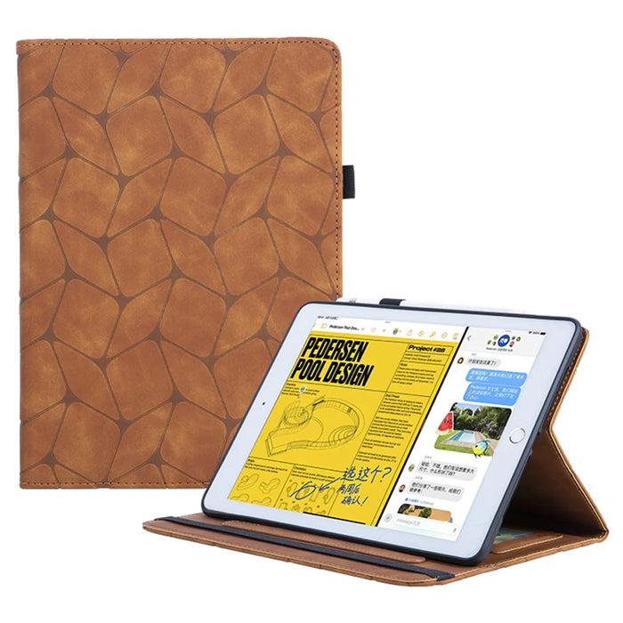 For iPad 10.2 (2021) / (2020) / (2019) / iPad Air 10.5 inch (2019) Case PU Leather Pattern Tablet Cover with Card Slots - Brown - 1
