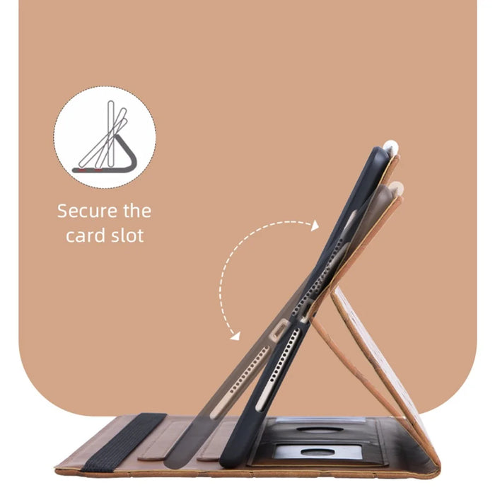 For iPad 10.2 (2021) / (2020) / (2019) / iPad Air 10.5 inch (2019) Case PU Leather Pattern Tablet Cover with Card Slots - Brown - 5