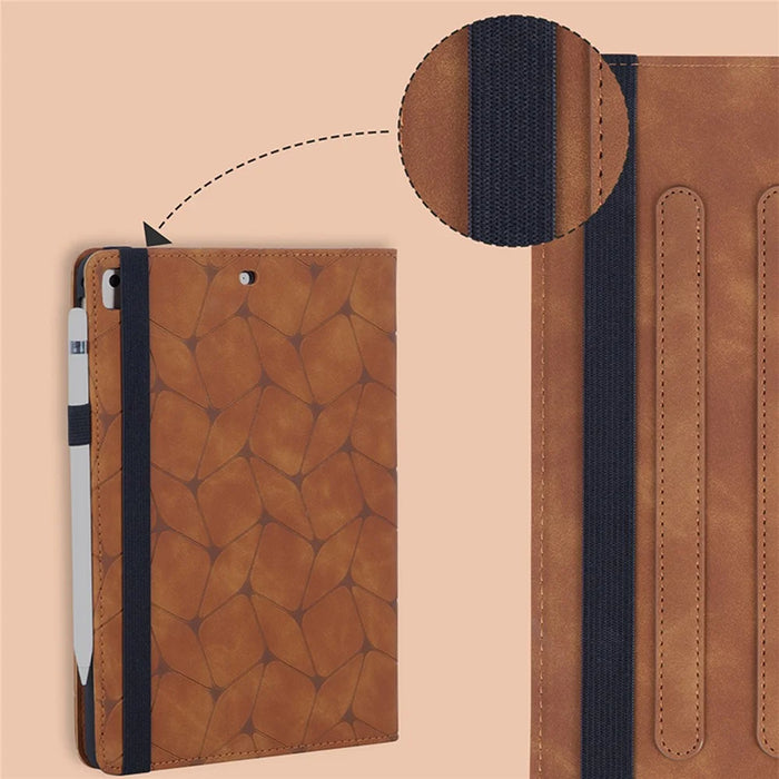 For iPad 10.2 (2021) / (2020) / (2019) / iPad Air 10.5 inch (2019) Case PU Leather Pattern Tablet Cover with Card Slots - Brown - 6