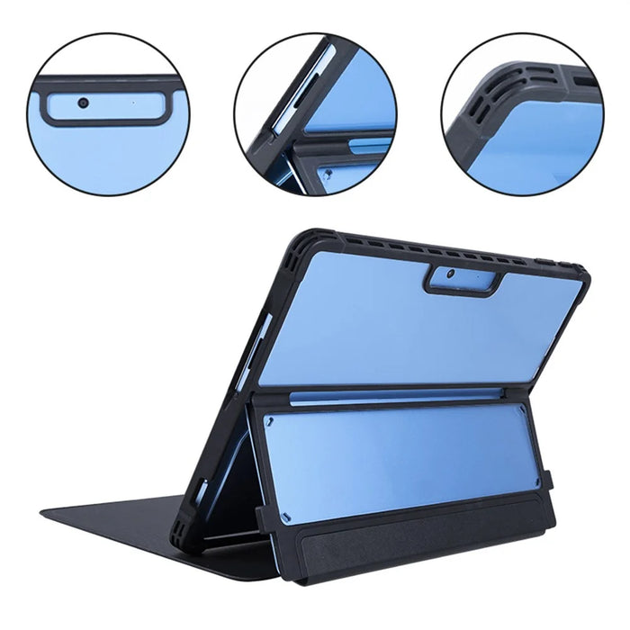 For Microsoft Surface Pro 11 / 10 / 9 Case PU Leather+Acrylic+TPU Protective Tablet Cover - Black - 7