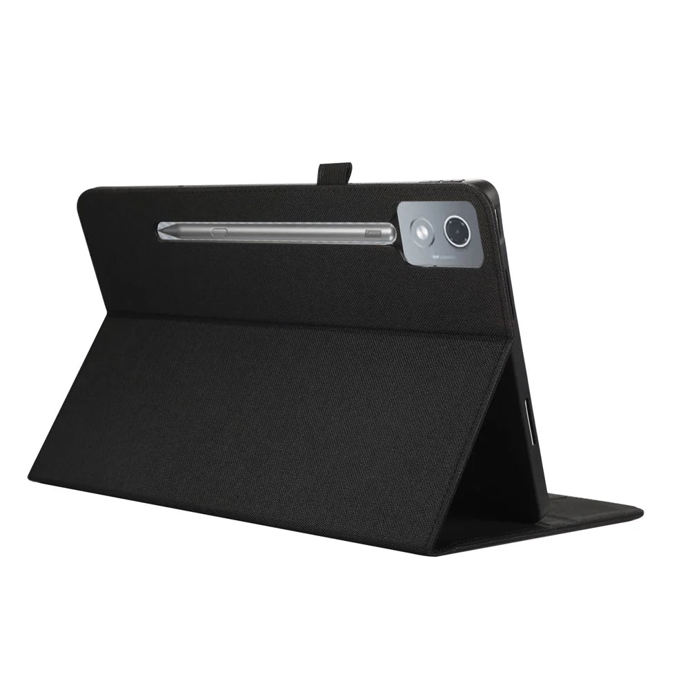 For Lenovo Xiaoxin Pad Pro 12.7 inch Leather Case Card Holder Cloth Texture Tablet Stand Cover - Black - 4