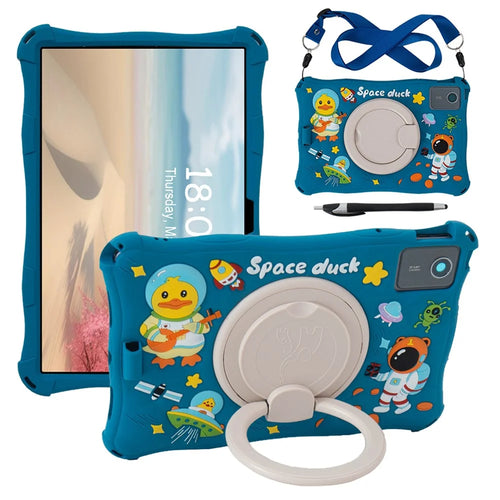 For Lenovo Tab M11 TB330FU / 331FC / Xiaoxin Pad 11 2024 Case with Shoulder Strap Kickstand Cartoon Silicone Cover - Dark Blue - 1