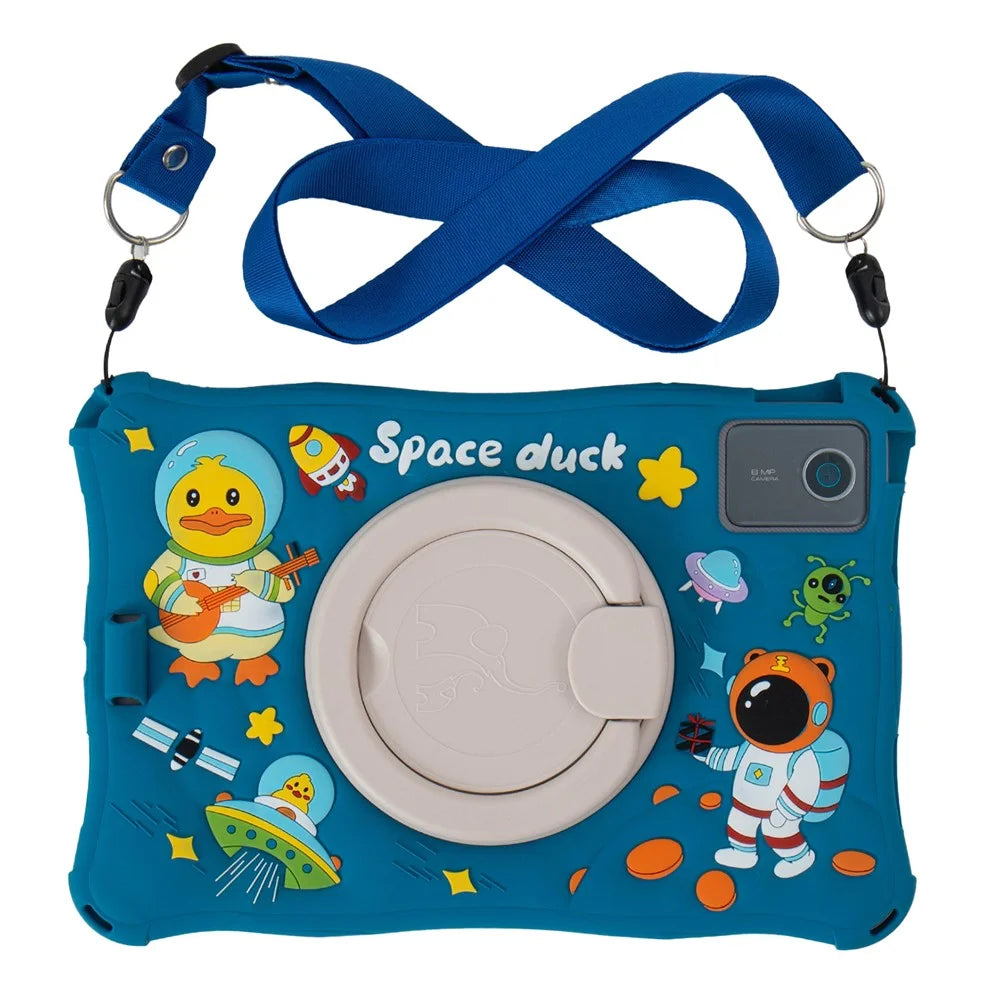 For Lenovo Tab M11 TB330FU / 331FC / Xiaoxin Pad 11 2024 Case with Shoulder Strap Kickstand Cartoon Silicone Cover - Dark Blue - 2