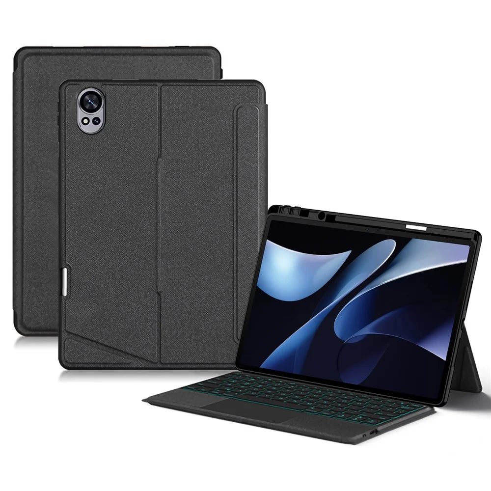 For Huawei MatePad Air (2024) Leather Case + Bluetooth-compatible Keyboard with Backlight Trackpad - 2
