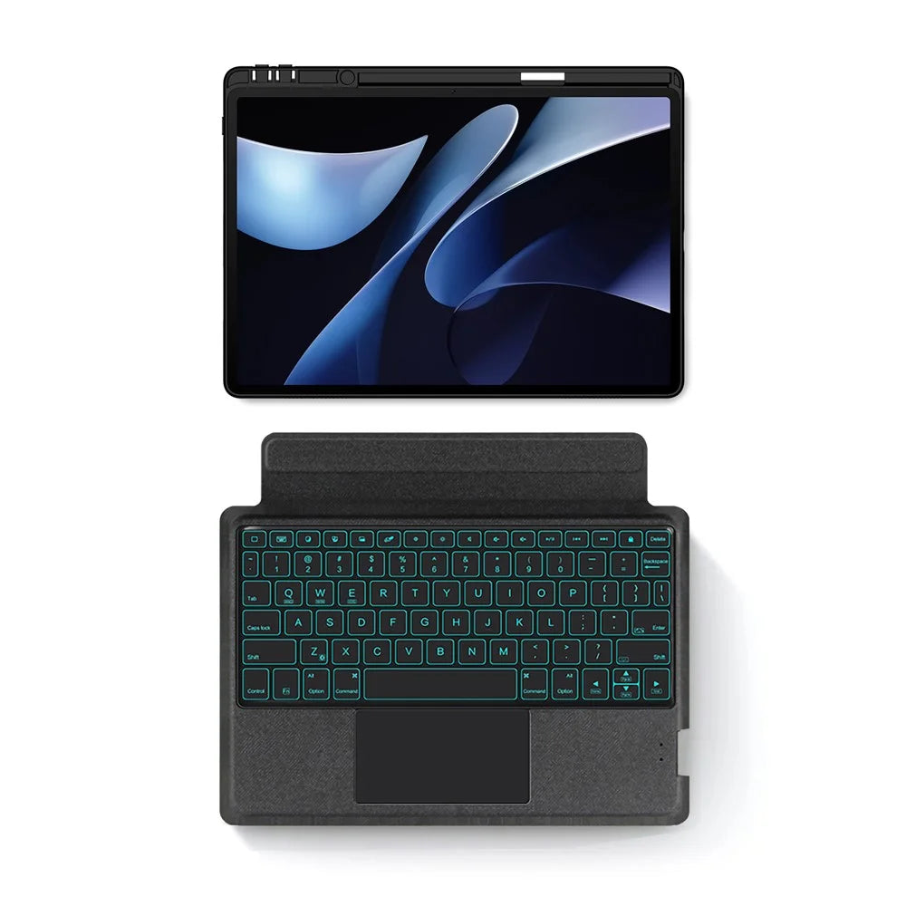 For Huawei MatePad Air (2024) Leather Case + Bluetooth-compatible Keyboard with Backlight Trackpad - 4