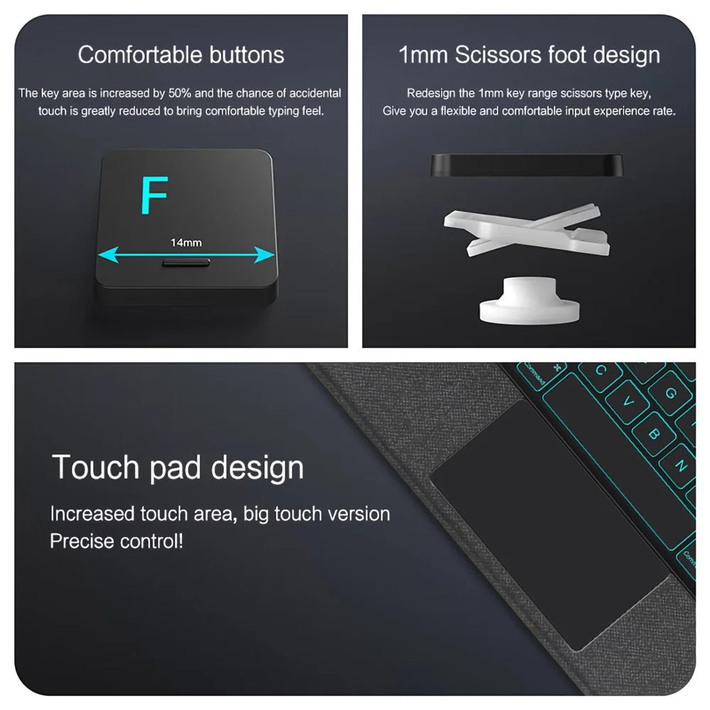 For Huawei MatePad Air (2024) Leather Case + Bluetooth-compatible Keyboard with Backlight Trackpad - 7