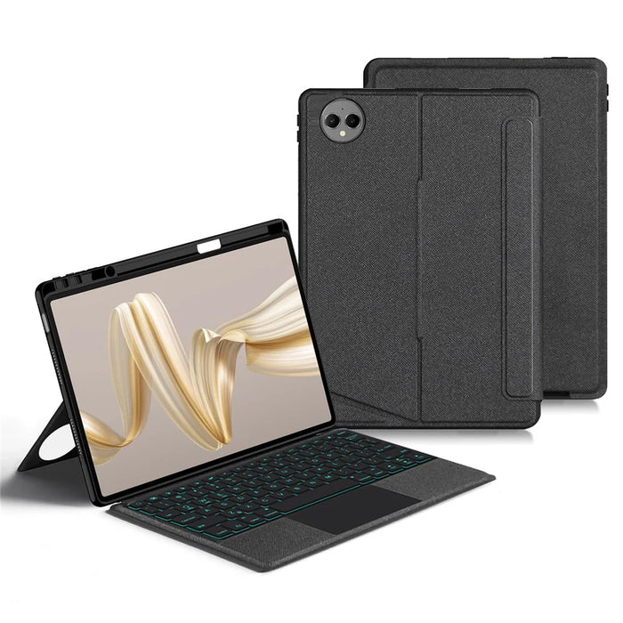 For Huawei MatePad Pro 12.2 (2024) Leather Case + Bluetooth-compatible Keyboard with Backlight Trackpad - 1