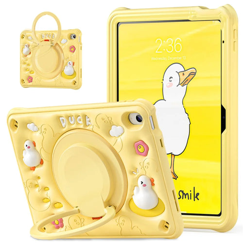 For iPad (2025) / 10.9 (2022) Case Cartoon Duck Kickstand PC+Silicone+TPU Tablet Cover - 1