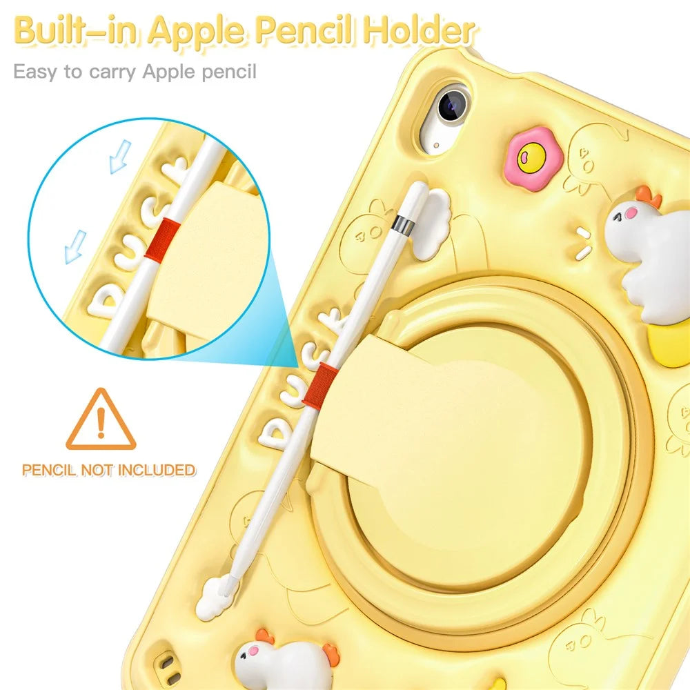 For iPad (2025) / 10.9 (2022) Case Cartoon Duck Kickstand PC+Silicone+TPU Tablet Cover - 5