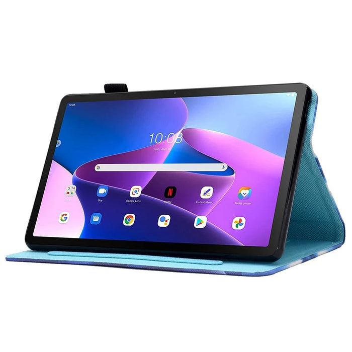 PU Leather Stand Tablet Case for Lenovo Tab M10 Plus (3rd Gen) / Xiaoxin Pad 2022 10.6 inch, Stitching Pattern Printing Card Holder Cover - Bookshelf - 3