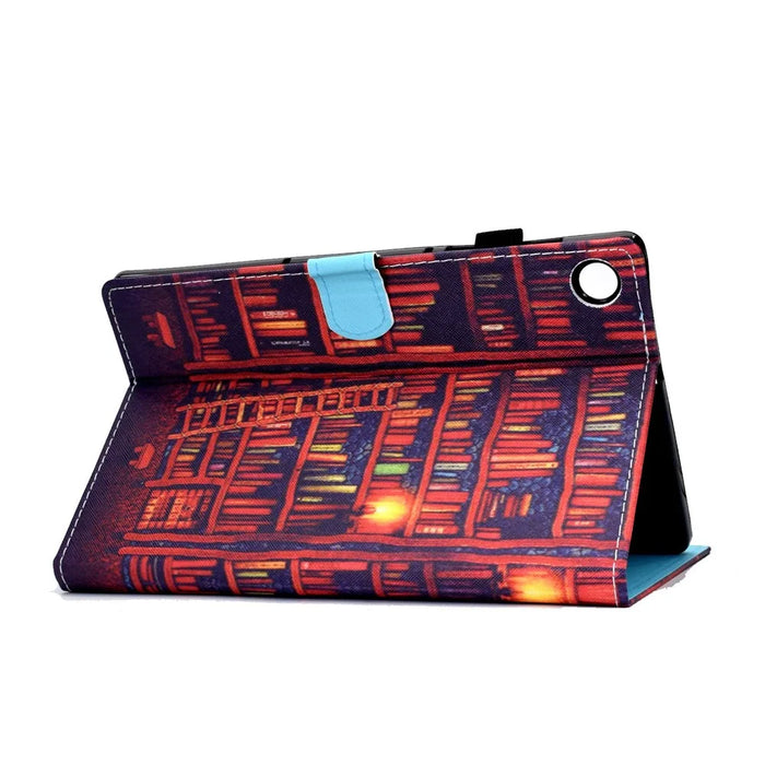 PU Leather Stand Tablet Case for Lenovo Tab M10 Plus (3rd Gen) / Xiaoxin Pad 2022 10.6 inch, Stitching Pattern Printing Card Holder Cover - Bookshelf - 4