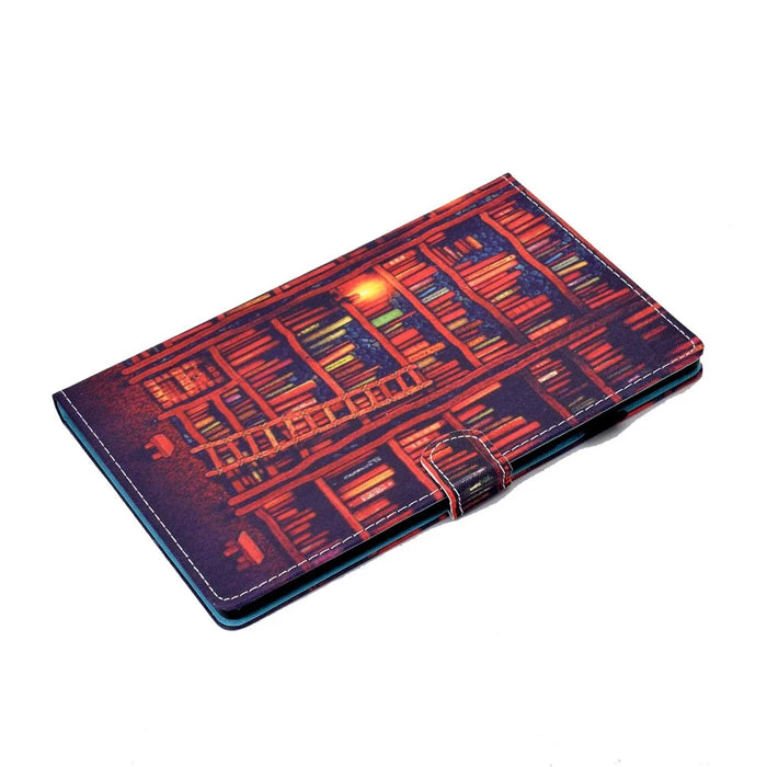 PU Leather Stand Tablet Case for Lenovo Tab M10 Plus (3rd Gen) / Xiaoxin Pad 2022 10.6 inch, Stitching Pattern Printing Card Holder Cover - Bookshelf - 6