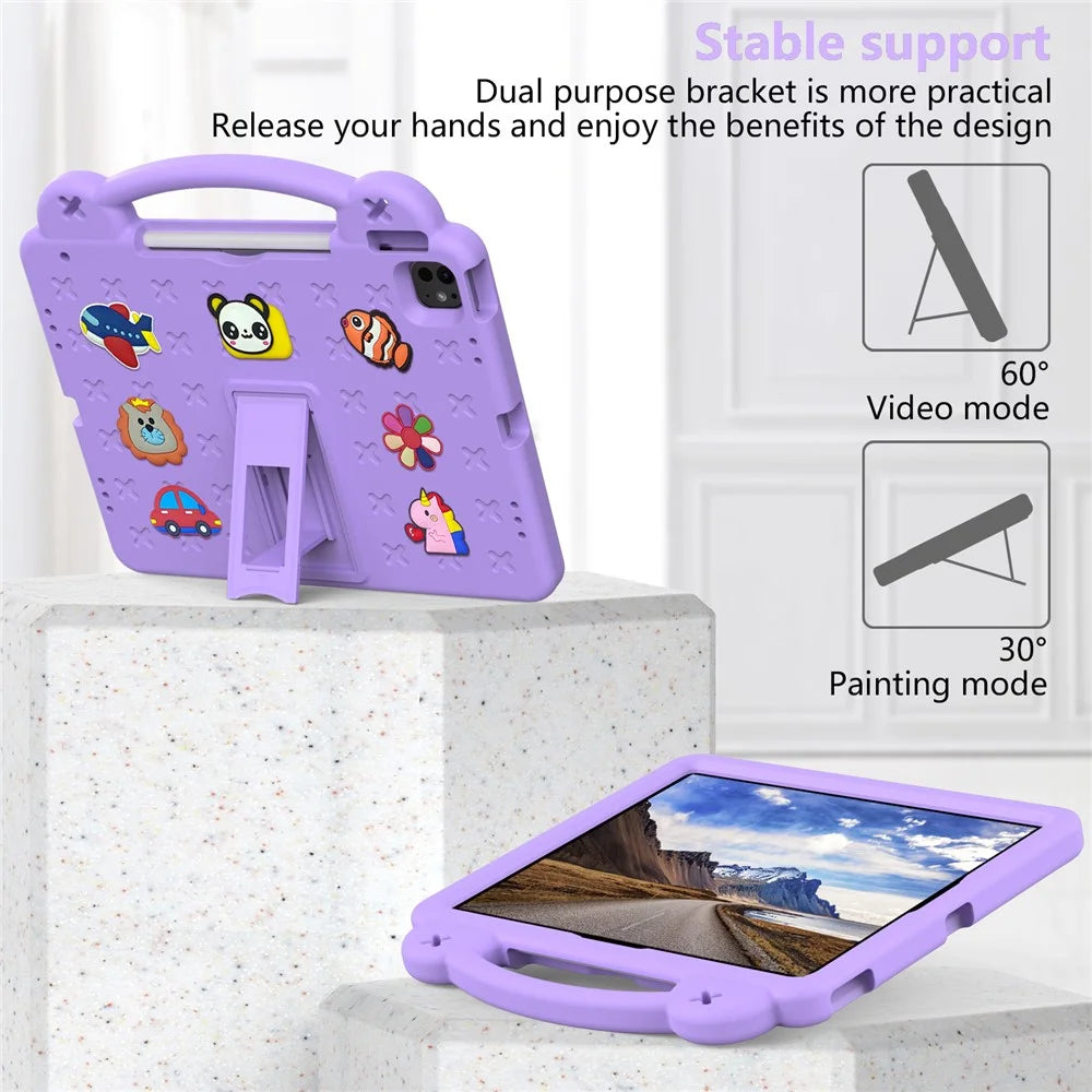 For iPad Pro 13 (2025) / 13 (2024) / Air 13 (2025) / (2024) / iPad Pro 12.9 (2022) / (2021) / (2020) / (2018) Case Kids EVA Tablet Cover - Purple - 3