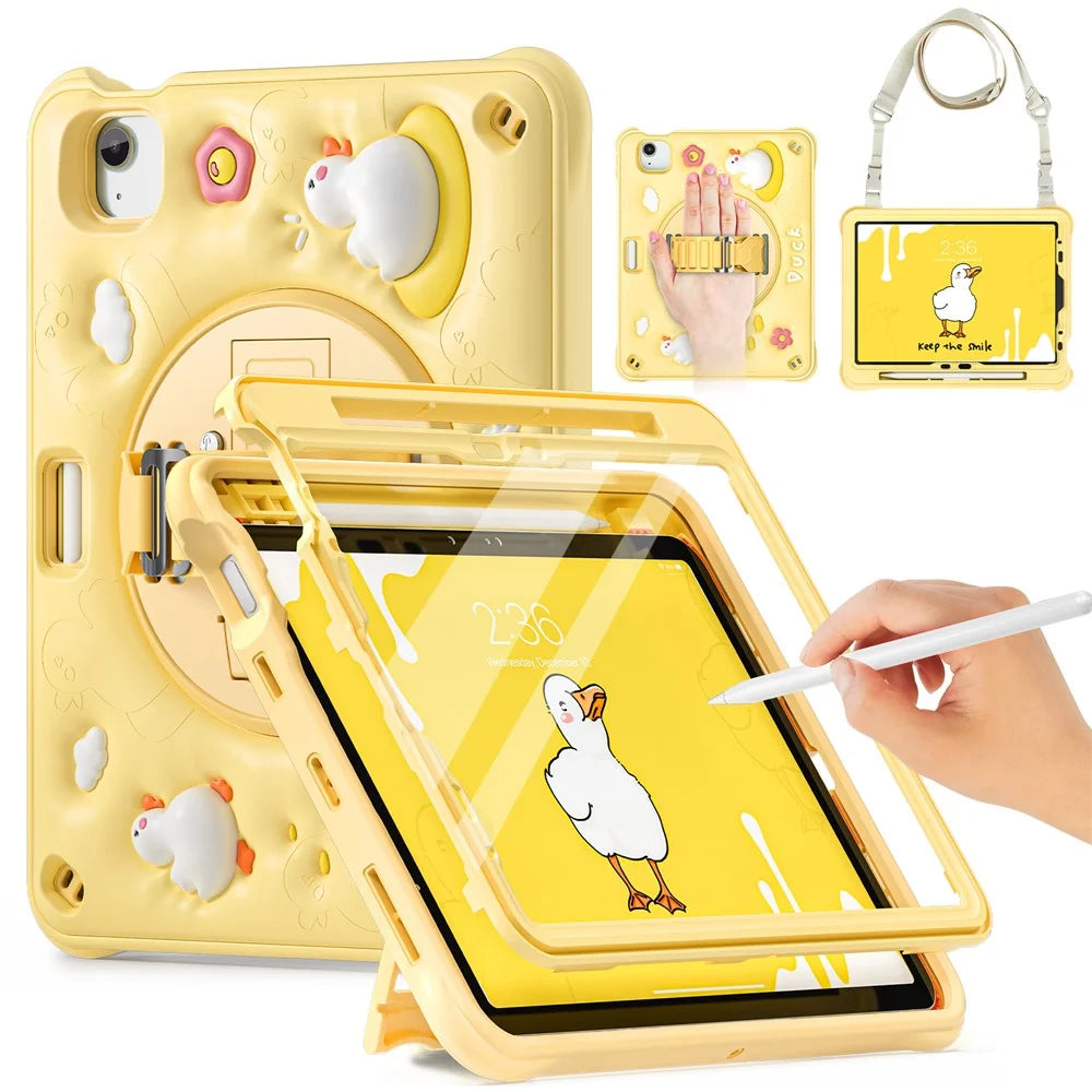 For iPad Air 11 (2026) / (2025) / (2024) / Air (2022) / (2020) / Pro 11 (2022) / (2021) / (2020) / (2018) Case with Shoulder Strap Kickstand Cover - 2