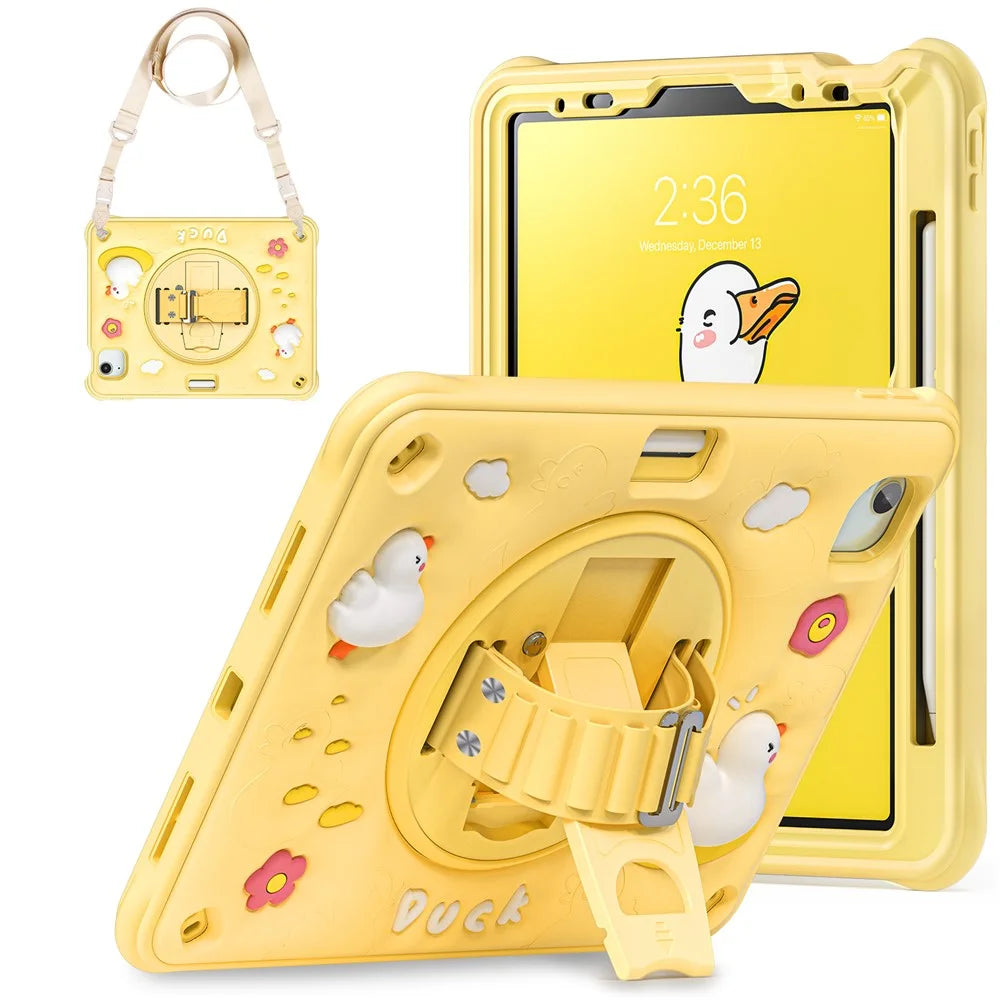 For iPad Air 11 (2026) / (2025) / (2024) / Air (2022) / (2020) / Pro 11 (2022) / (2021) / (2020) / (2018) Case with Shoulder Strap Kickstand Cover - 3