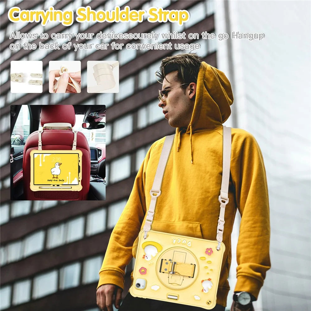 For iPad Air 11 (2026) / (2025) / (2024) / Air (2022) / (2020) / Pro 11 (2022) / (2021) / (2020) / (2018) Case with Shoulder Strap Kickstand Cover - 5