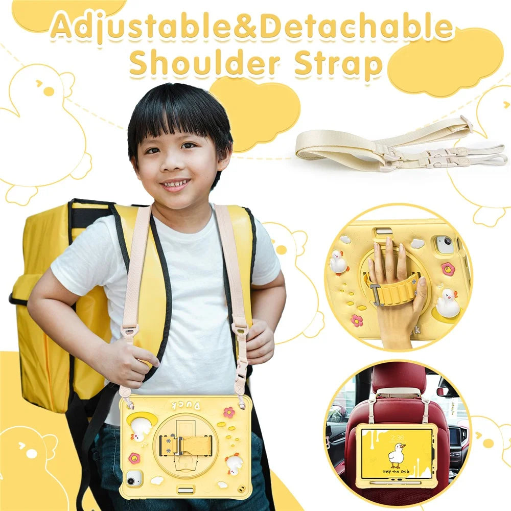 For iPad Air 11 (2026) / (2025) / (2024) / Air (2022) / (2020) / Pro 11 (2022) / (2021) / (2020) / (2018) Case with Shoulder Strap Kickstand Cover - 6
