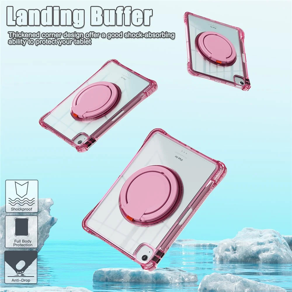 For iPad Air 11 (2026) / (2025) / (2024) / Air (2022) / (2020) / Pro 11 (2022) / (2021) / (2020) / (2018) Case with Shoulder Strap Kickstand- Rose - 4