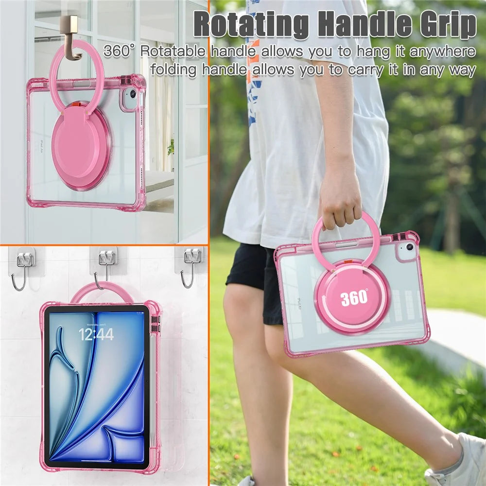 For iPad Air 11 (2026) / (2025) / (2024) / Air (2022) / (2020) / Pro 11 (2022) / (2021) / (2020) / (2018) Case with Shoulder Strap Kickstand- Rose - 6