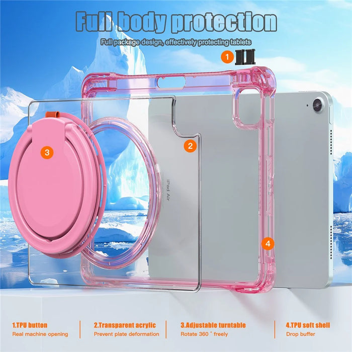 For iPad Air 11 (2026) / (2025) / (2024) / Air (2022) / (2020) / Pro 11 (2022) / (2021) / (2020) / (2018) Case Rotary Kickstand Tablet Cover - Rose - 2