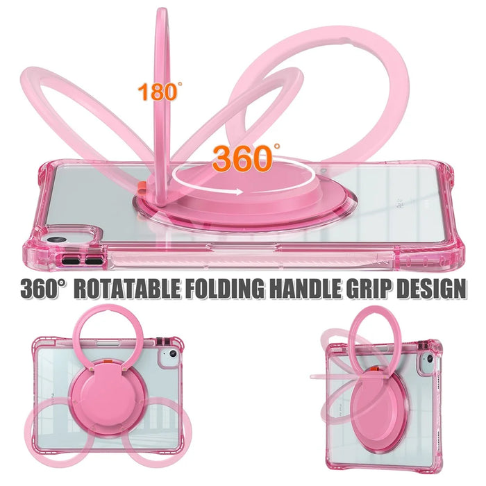For iPad Air 11 (2026) / (2025) / (2024) / Air (2022) / (2020) / Pro 11 (2022) / (2021) / (2020) / (2018) Case Rotary Kickstand Tablet Cover - Rose - 4