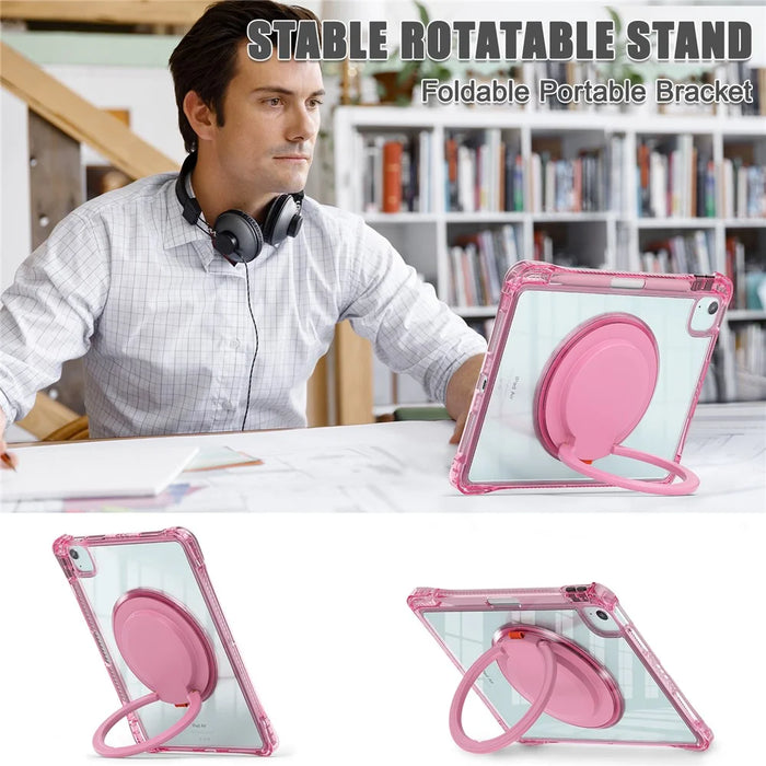 For iPad Air 11 (2026) / (2025) / (2024) / Air (2022) / (2020) / Pro 11 (2022) / (2021) / (2020) / (2018) Case Rotary Kickstand Tablet Cover - Rose - 6