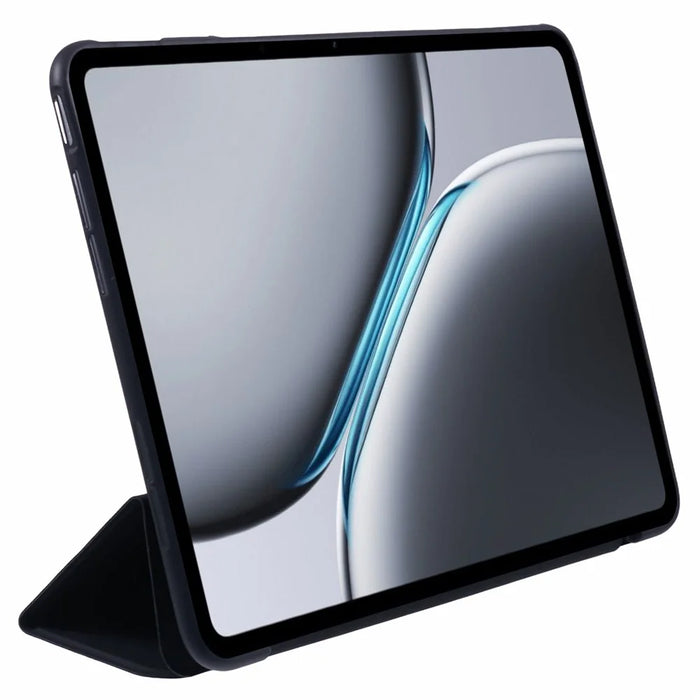 For OnePlus Pad 2 Case PU Leather+Silicone Tri-Fold Stand Tablet Cover - Black - 2