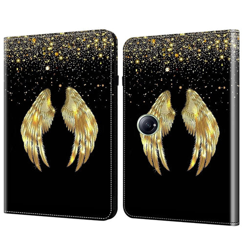 For OnePlus Pad 2  /  Pad Pro Case Flip Stand Leather Tablet Cover Pattern Printed - Gold Wings - 1