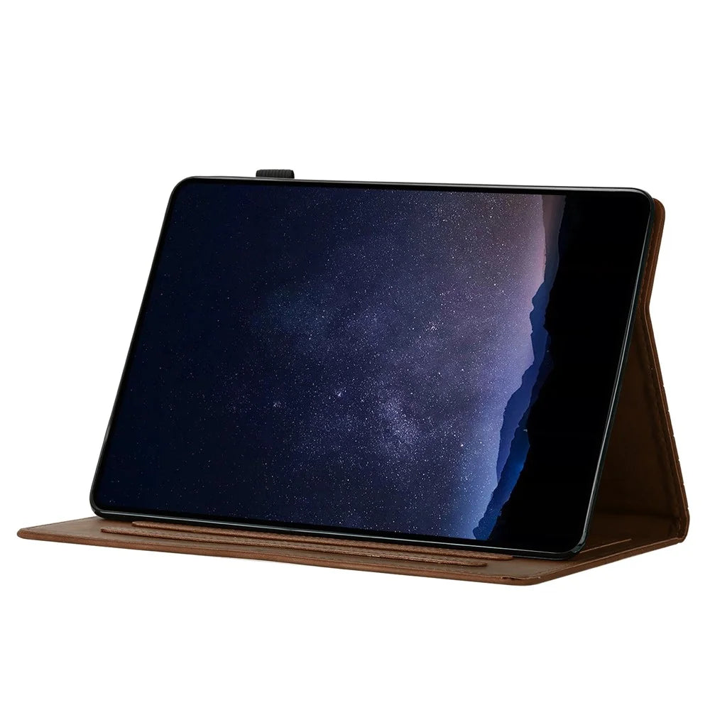 For Amazon Fire HD 10 (2021)  /  HD 10 Plus (2021) Case Honeycomb Printed Leather Tablet Cover with Card Slot - Brown - 2