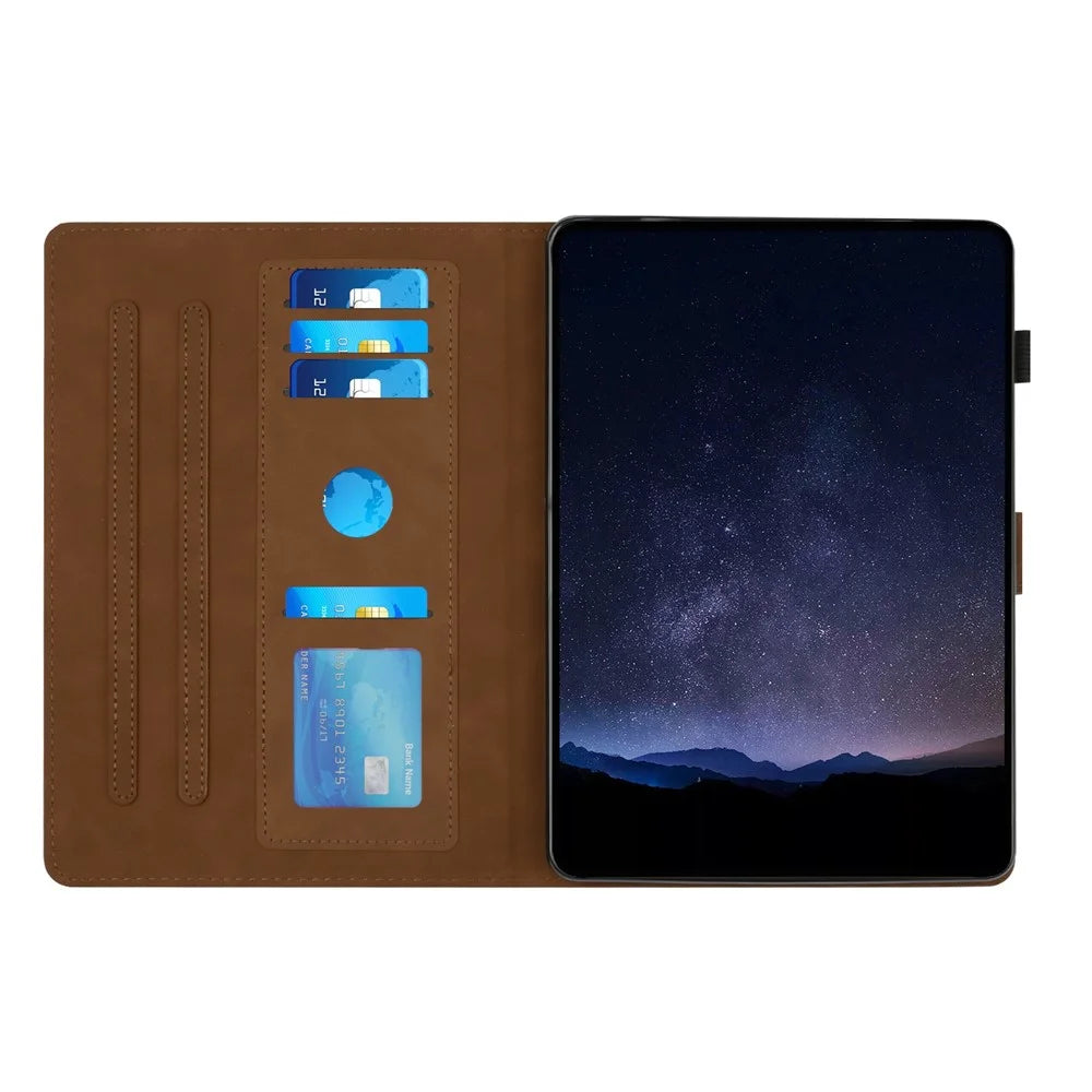 For Amazon Fire HD 10 (2021)  /  HD 10 Plus (2021) Case Honeycomb Printed Leather Tablet Cover with Card Slot - Brown - 3