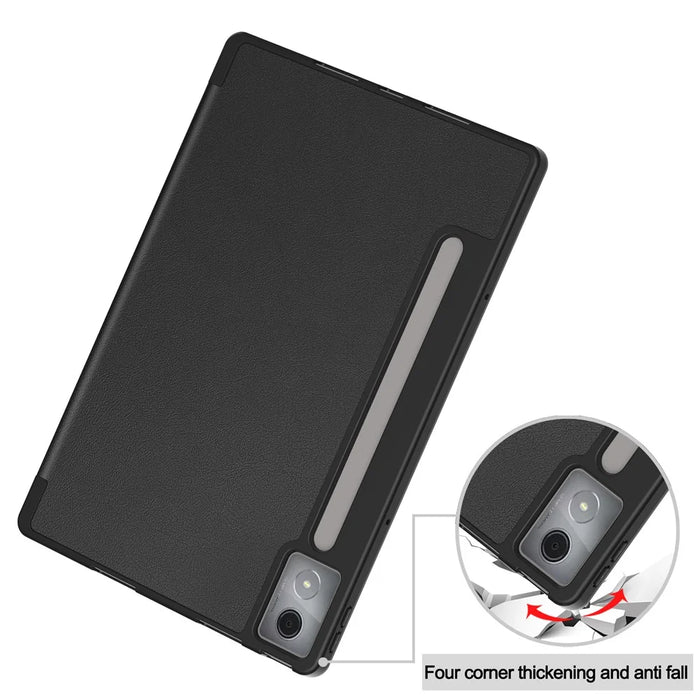 For Lenovo Xiaoxin Pad Pro 12.7 (2025) Stand Case Shock-Absorbent Leather Tablet Cover with Pen Slot - Black - 6