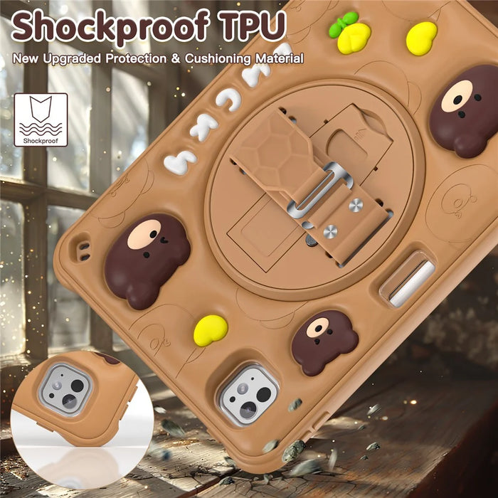 For iPad Pro 11 (2025) / 11 (2024) Case Bear Pattern PC+Silicone+TPU Kickstand Tablet Cover - 4