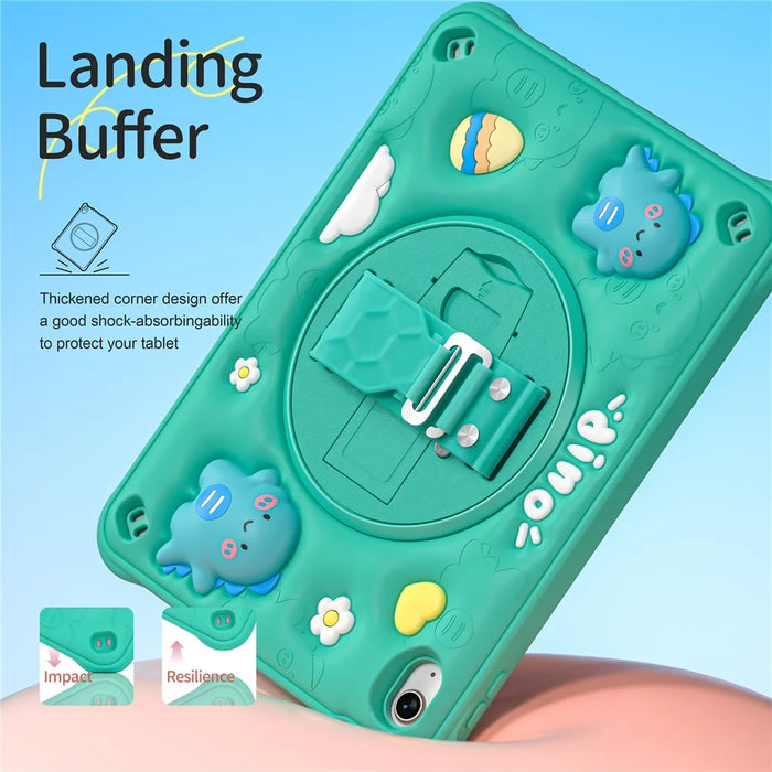 For iPad (2025) / 10.9 (2022) Case Cartoon Dinosaur Hand Strap Kickstand PC+Silicone+TPU Cover - 5
