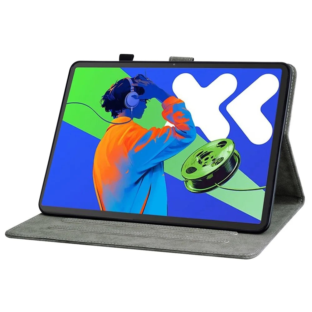 For Lenovo Tab P12 Pro 12.7 2025 / Xiaoxin Pad Pro 12.7 (2025) Cases Tiger Imprint Anti-Scratch PU Leather Tablet Cover - Grey - 2