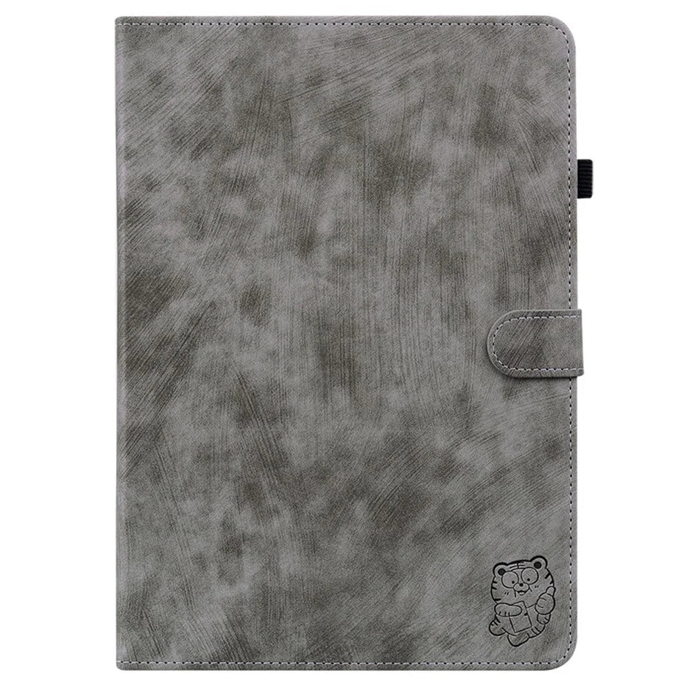 For Lenovo Tab P12 Pro 12.7 2025 / Xiaoxin Pad Pro 12.7 (2025) Cases Tiger Imprint Anti-Scratch PU Leather Tablet Cover - Grey - 5