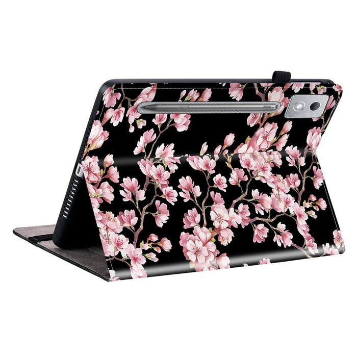 For Lenovo Tab P12 Pro 12.7 2025 / Xiaoxin Pad Pro 12.7 (2025) Leather Case Pattern Printed Stand Tablet Cover with Card Slots - Plum Blossom - 4