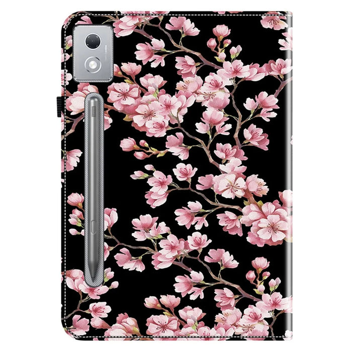 For Lenovo Tab P12 Pro 12.7 2025 / Xiaoxin Pad Pro 12.7 (2025) Leather Case Pattern Printed Stand Tablet Cover with Card Slots - Plum Blossom - 6