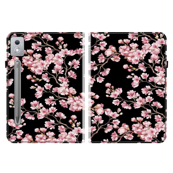 For Lenovo Tab P12 Pro 12.7 2025 / Xiaoxin Pad Pro 12.7 (2025) Leather Case Pattern Printed Stand Tablet Cover with Card Slots - Plum Blossom - 7