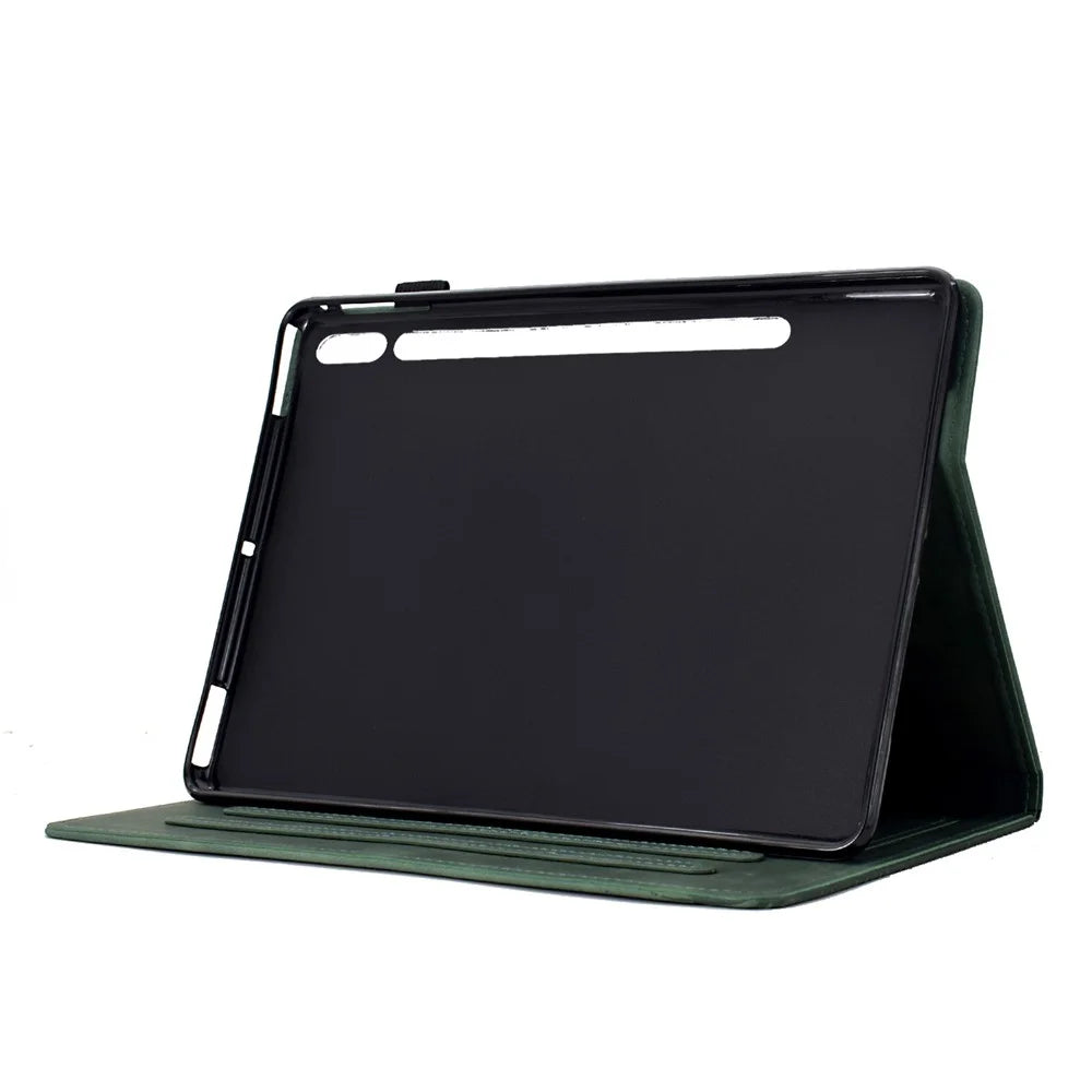 For Samsung Galaxy Tab S9 Case Cats Imprinted PU Leather Card Slots Tablet Cover - Green - 3