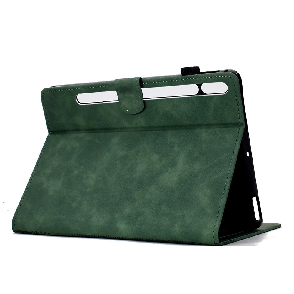 For Samsung Galaxy Tab S9 Case Cats Imprinted PU Leather Card Slots Tablet Cover - Green - 4