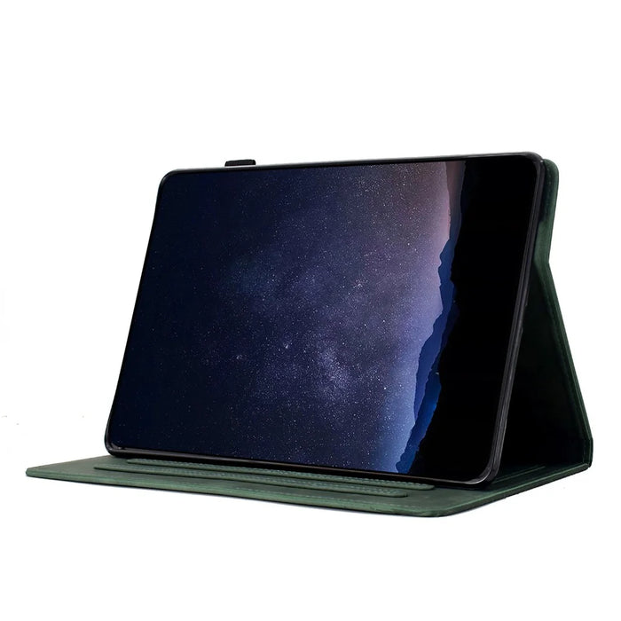 For Samsung Galaxy Tab A9+ Case Cats Imprinted PU Leather Card Slots Tablet Cover - Green - 3