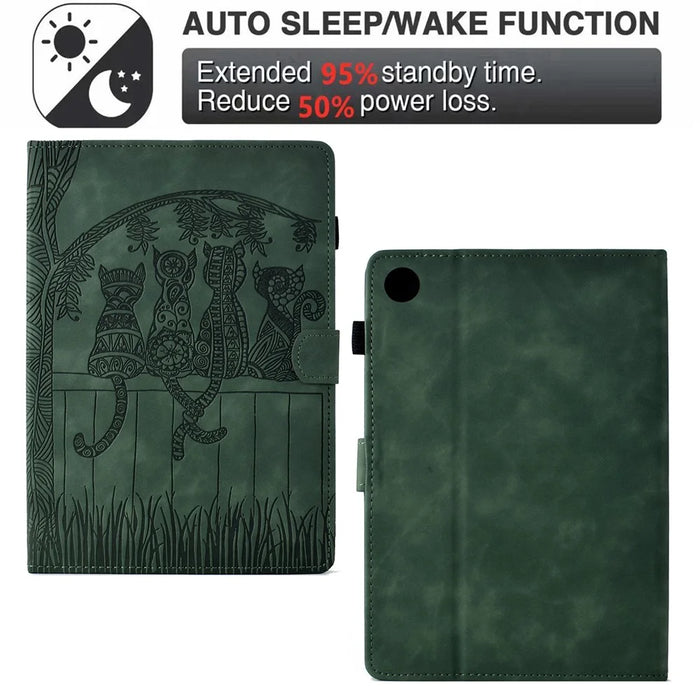 For Lenovo Tab M10 (Gen 3) Case Cats Imprinted PU Leather Card Slots Tablet Cover - Green - 5