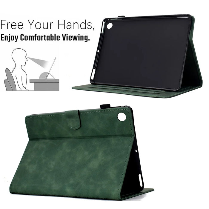 For Lenovo Tab M10 Plus (3rd Gen) Case Cats Imprinted PU Leather Card Slots Tablet Cover - Green - 6