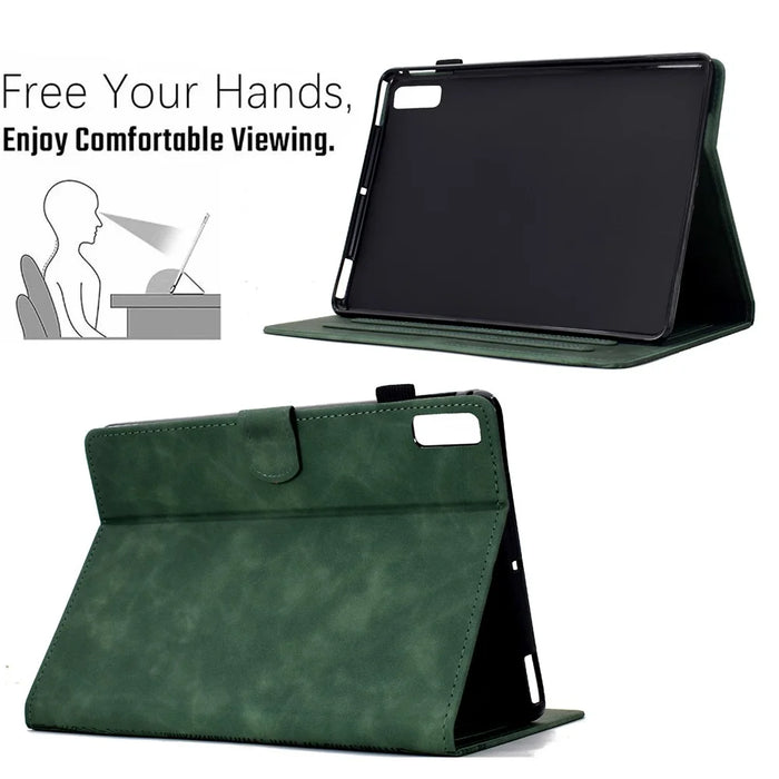 For Lenovo Tab M9 TB-310FU Case Cats Imprinted PU Leather Card Slots Tablet Cover - Green - 6