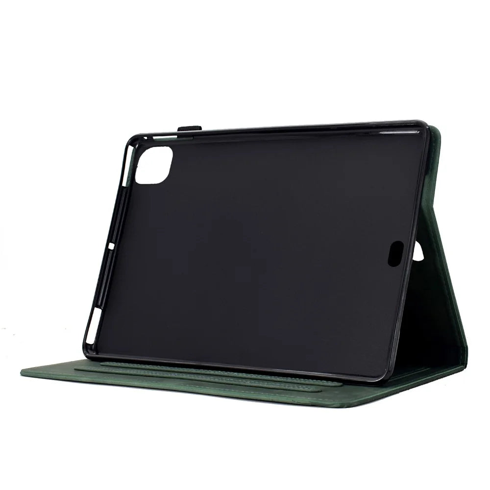 For iPad Pro 11 (2025) / (2024) Case Cats Imprinted PU Leather Card Slots Tablet Cover - Green - 3