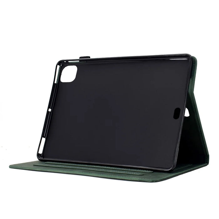 For iPad Pro 11 (2025) / (2024) Case Cats Imprinted PU Leather Card Slots Tablet Cover - Green - 3